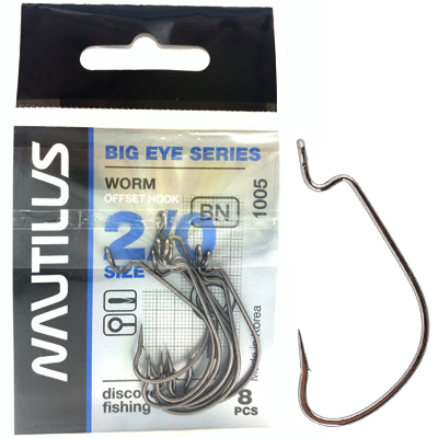 Крюк офсетник Nautilus BIG EYE SERIES Worm №2/0