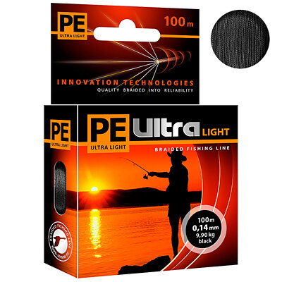 Плетёный шнур PE ULTRA LIGHT Black 0.14мм 100м