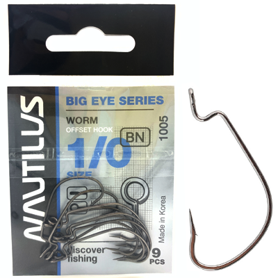 Крюк офсетник Nautilus BIG EYE SERIES Worm №1/0