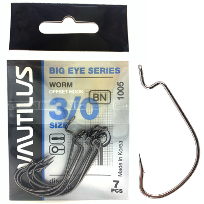 Крюк офсетник Nautilus BIG EYE SERIES Worm №3/0