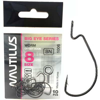 Крюк офсетник Nautilus BIG EYE SERIES Worm №8