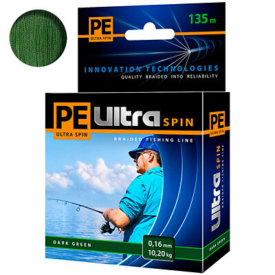 Плетёный шнур PE ULTRA SPIN Dark Green 0.16мм 135м