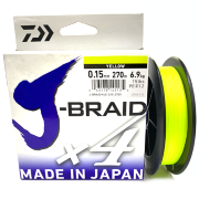 Плетёный шнур DAIWA J-BRAID X4 Yellow 0.15мм 270м