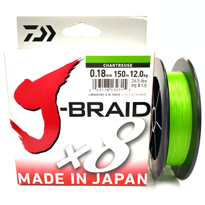 Плетёный шнур DAIWA J-BRAID X8 Chartreuse 0.18мм 150м