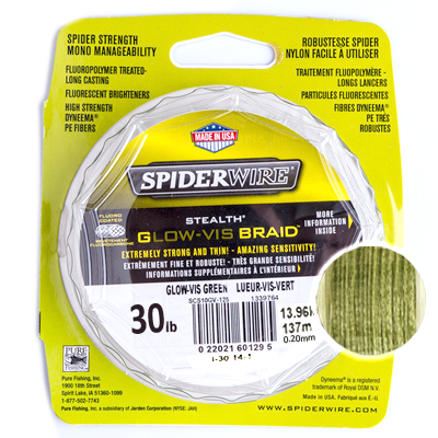 Плетёный шнур Spiderwire Stealth Glow-Vis Braid Green 0.20мм 137м Плетёный шнур Spiderwire Stealth Glow-Vis Braid Green 0.20мм 137м