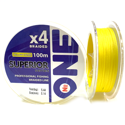 Плетёный шнур Number ONE Superior Х4 Yellow 0.14мм 100м