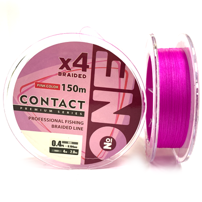 Плетёный шнур Number ONE Contact Х4 Pink 0.104мм 150м