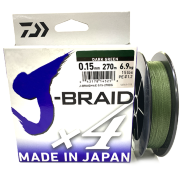 Плетёный шнур DAIWA J-BRAID X4 Dark Green 0.15мм 270м