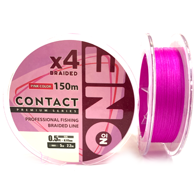 Плетёный шнур Number ONE Contact Х4 Pink 0.117мм 150м Плетёный шнур Number ONE Contact Х4 Pink 0.117мм 150м