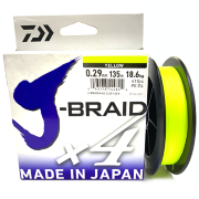 Плетёный шнур DAIWA J-BRAID X4 Yellow 0.29мм 135м