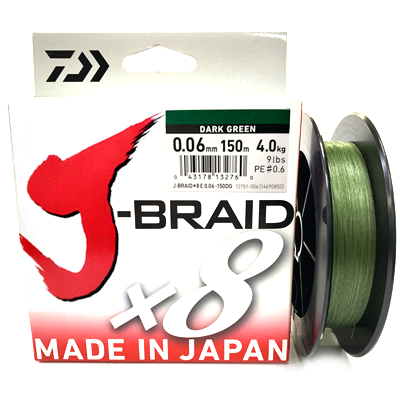 Плетёный шнур DAIWA J-BRAID X8 Dark Green 0.06мм 150м Плетёный шнур DAIWA J-BRAID X8 Dark Green 0.06мм 150м