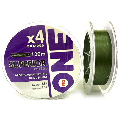 Плетёный шнур Number ONE Superior Х4 Navy-green 0.12мм 100м Плетёный шнур Number ONE Superior Х4 Navy-green 0.12мм 100м