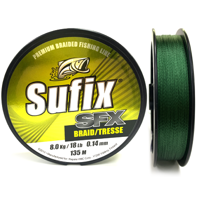 Плетёный шнур SUFIX SFX Braid/Tresse Green 0.14мм 135м