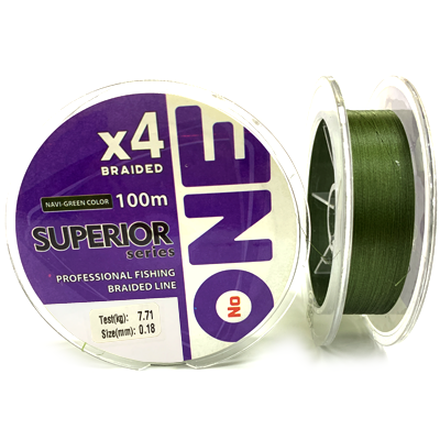 Плетёный шнур Number ONE Superior Х4 Navy-green 0.18мм 100м Плетёный шнур Number ONE Superior Х4 Navy-green 0.18мм 100м