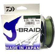 Плетёный шнур DAIWA J-BRAID X4 Dark Green 0.25мм 135м