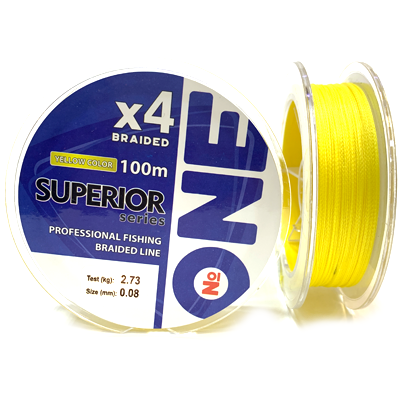 Плетёный шнур Number ONE Superior Х4 Yellow 0.08мм 100м Плетёный шнур Number ONE Superior Х4 Yellow 0.08мм 100м