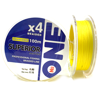 Плетёный шнур Number ONE Superior Х4 Yellow 0.16мм 100м Плетёный шнур Number ONE Superior Х4 Yellow 0.16мм 100м