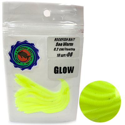 Силиконовая приманка Rockfish Bait Sea Worm 6.2cm/06LIM Glow Силиконовая приманка Rockfish Bait Sea Worm 6.2cm/06LIM Glow