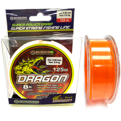 Плетёный шнур BUSHIDO Dragon 8X Orange 0.08мм 125м Плетёный шнур BUSHIDO Dragon 8X Orange 0.08мм 125м