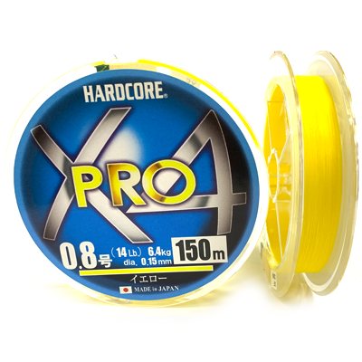 Плетёный шнур DUEL Hardcore X4 PRO Yellow 0.15мм 150м Плетёный шнур DUEL Hardcore X4 PRO Yellow 0.15мм 150м