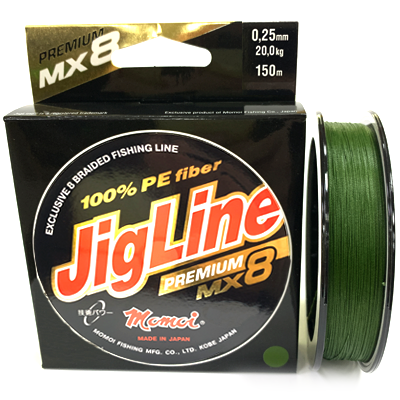 Плетёный шнур MOMOI JigLine Premium MX8 Green 0.25мм 150м Плетёный шнур MOMOI JigLine Premium MX8 Green 0.25мм 150м