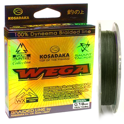 Плетёный шнур KOSADAKA WEGA Braid Green 0.18мм 150м