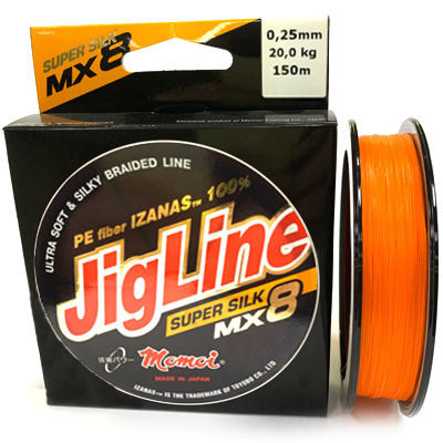 Плетёный шнур MOMOI JigLine Super Silk MX8 Orange 0.25мм 150м Плетёный шнур MOMOI JigLine Super Silk MX8 Orange 0.25мм 150м