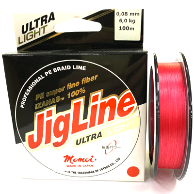 Плетёный шнур MOMOI JigLine Ultra Light Red 0.08мм 100м Плетёный шнур MOMOI JigLine Ultra Light Red 0.08мм 100м
