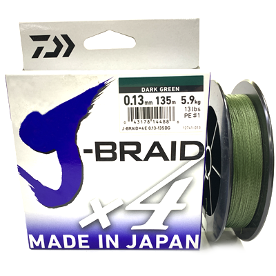 Плетёный шнур DAIWA J-BRAID X4 Dark Green 0.13мм 135м Плетёный шнур DAIWA J-BRAID X4 Dark Green 0.13мм 135м