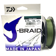 Плетёный шнур DAIWA J-BRAID X4 Dark Green 0.15мм 135м