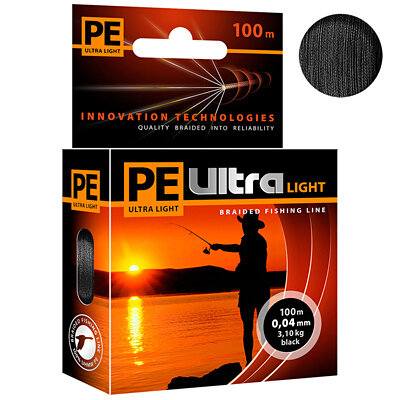 Плетёный шнур PE ULTRA LIGHT Black 0.04мм 100м Плетёный шнур PE ULTRA LIGHT Black 0.04мм 100м