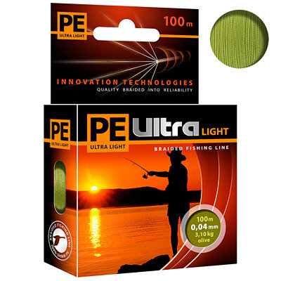 Плетёный шнур PE ULTRA LIGHT Olive 0.04мм 100м