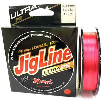 Плетёный шнур MOMOI JigLine Ultra PE Red 0.24мм 100м