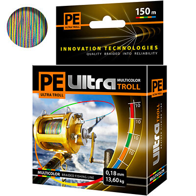 Плетёный шнур PE ULTRA TROLL Multicolor 0.18мм 150м
