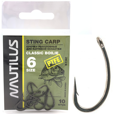 Крюк Nautilus Sting Carp Classic Boile PTFE №6