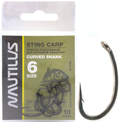 Крюк Nautilus Sting Carp Curved Shank №6 Крюк Nautilus Sting Carp Curved Shank №6