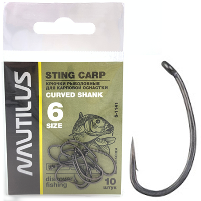 Крюк Nautilus Sting Carp Curved Shank BN №6