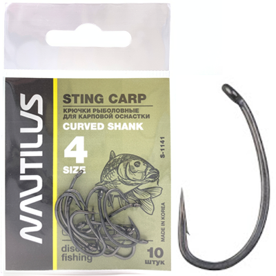 Крюк Nautilus Sting Carp Curved Shank №4 Крюк Nautilus Sting Carp Curved Shank №4